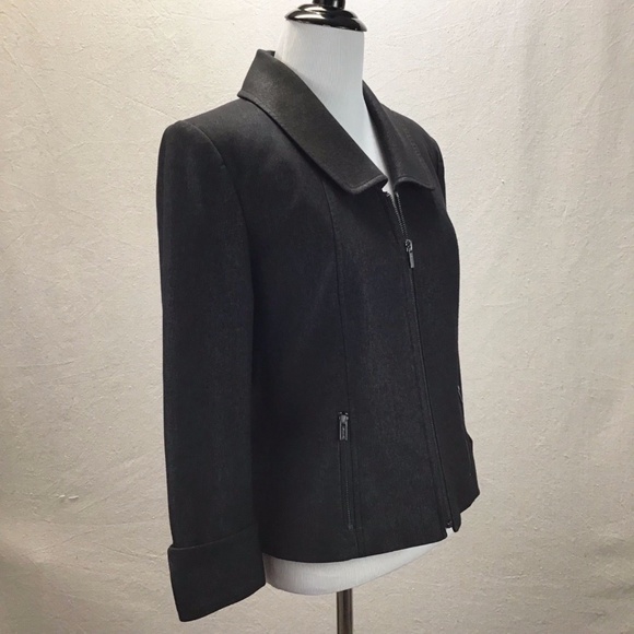 Calvin Klein Zipper Blazer Jacket Black Silver 6 - Picture 3 of 8